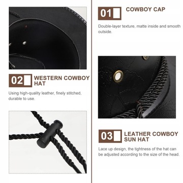 Skórzana czapka kowbojska wiadro kapelusze męskie