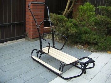 ПОЛЬСКИЕ САНКИ + СПИНКА + ПУШЕР (длина 105 см) + СПАЛЬНЫЙ МЕШОК + ПОДНОЖКИ