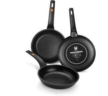 Zestaw 3 patelni do indukcji 18-22-26cm BRA czarne