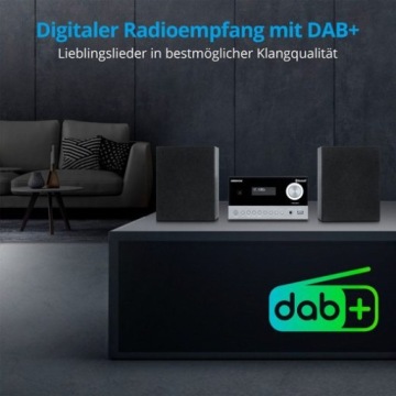 МИНИ-СИСТЕМА + ПУЛЬТ ДИСТАНЦИОННОГО УПРАВЛЕНИЯ CD MP3 РАДИО FM DAB + BLUETOOTH 5.3, 30 СТАНЦИЙ, USB, AMS