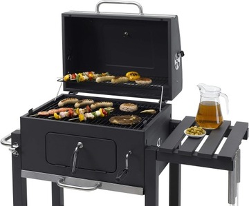 GRILL STAL NIERDZEWNA 56X42 CM OTWIERACZ TERMOMETR KÓŁKA PREMIUM REGULOWANY