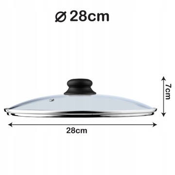 POKRYWKA SZKLANA 28 cm POKRYWA DO GARNKA PATELNI UNIWERSALNA ŻAROODPORNA
