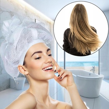 Шапочка с сеткой для сушки вьющихся волос на шнурке.