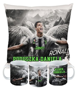 ZESTAW PODUSZKA KUBEK RONALDO CRISTIANO CR7 DLA KIBICA PREZENT + IMIĘ