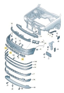 LEVÝ + PRAVÁ STŘED MŘÍŽKA NÁRAZNÍKU VW BORA 3W1