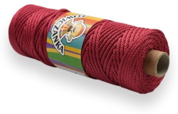 Sznurek poliestrowy 3mm KARMINOWY