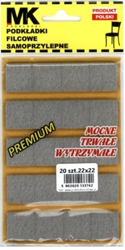 Podkładki filcowe pod meble 22x22 mm A'20 Grafit