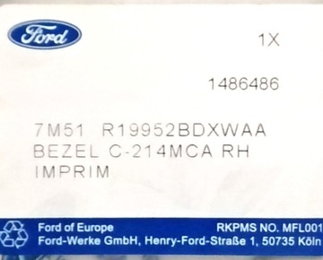 MŘÍŽKA HALOGEN PRAVÁ FORD C-MAX 07-10 NOVÁ OE