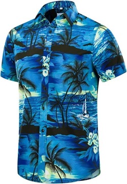 ROZM. S koszula męska plażowa hawajska wakacyjna niebieska S