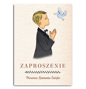 Zaproszenia na Komunię Świętą dla Chłopca 10 sztuk