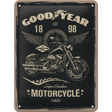 Plakat 15x20cm Goodyear Motorcycle Szyld Dekoracja Ozdoba Tłoczony 3D