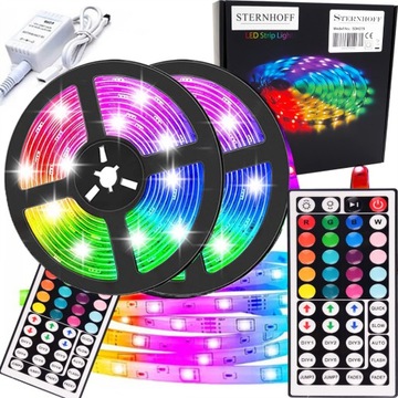 MOCNA TAŚMA LED KOLOROWA OŚWIETLENIE WODOODPORNA 5050 RGB 5m + DUŻY PILOT
