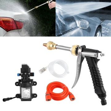 Портативная мойка высокого давления 12 В, комплект шлангов для водяного насоса 130 фунтов на квадратный дюйм, мощность 80 Вт