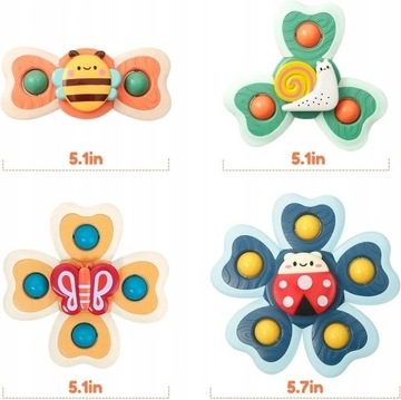 ZESTAW FIDGET SPINNER Z PRZYSSAWKĄ 4 SZT,plastik