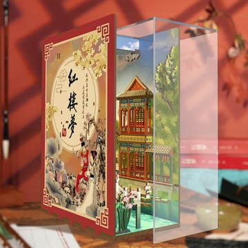 Domek między książki Book Nook Pawilon Różowego Lotosu DIY Chiny
