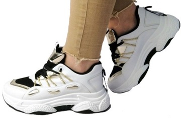 BUTY SPORTOWE DAMSKIE ADIDASY BIAŁE ZŁOTO R37