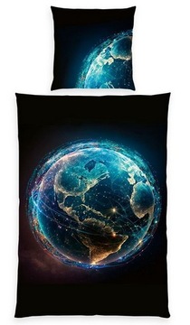 POŚCIEL ZIEMIA PLANETA KOSMOS CZARNA 140X200 KOMPLET POŚCIELI DLA DZIECKA