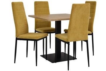 Zestaw 4 krzesła sztruksowe + stół TB-02-B 80x80cm