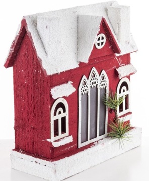 КОТТЕДЖ ДЕРЕВЯННЫЙ ДОМ С КРАСНОЙ ПОДСВЕТКОЙ СВЕТОДИОДНОЙ ПОДСВЕТКОЙ