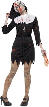 KOSTIUM KRWAWA ZAKONNICA ZOMBIE ZAKRWAWIONA STRÓJ HALLOWEEN M 40 42