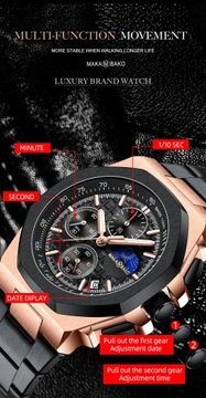 Multifunctional waterproof watch Men's watch with stainless steel strap C4