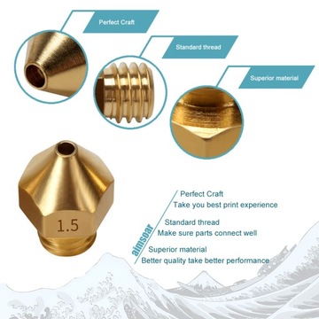 Сопло принтера MK8 — 1,5 мм/6 мм, нить 1,75 мм.