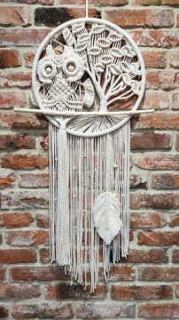 МАКРАМЕ СОВА ДЕРЕВО КРУГ БОХО СТЕНЫ УКРАШЕНИЯ РЕМЕСЛО ШНУР ПОДАРОК