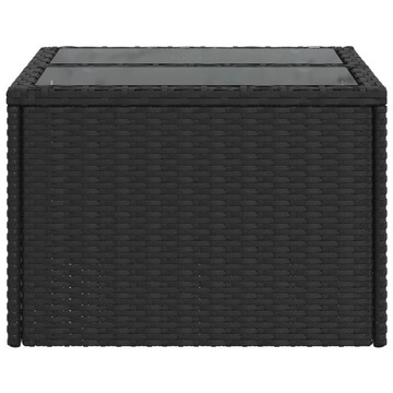 Stół ogrodowy ze szklanym blatem czarny 55x55x37cm rattan PE