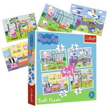 Puzzle ŚWINKA PEPPA Wspomnienia z Wakacji 4w1 Trefl 4 Układanki 3+