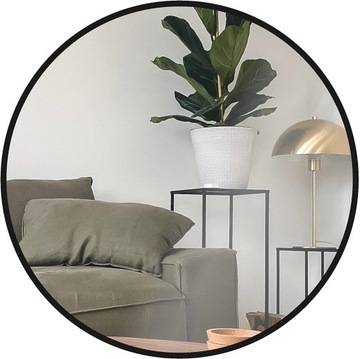 Lustro Okrągłe Ścienne Loft Rama 70cm Czarne
