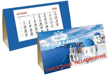НАСТОЛЬНЫЙ КАЛЕНДАРЬ ПИРАМИДКА 2025 ЛОГО на столе с ПРИНТОМ - 50 шт.