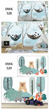 Фотообои для детей, лес, панды на заказ