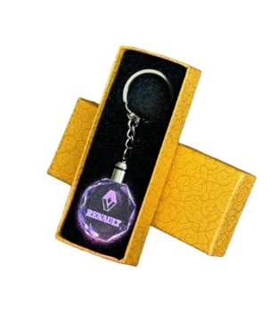 Светодиодный 3D-хрустальный светящийся брелок для ключей от машины с логотипом Renault