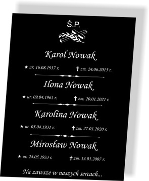 Tablica nagrobna Tabliczka nagrobkowa 40x30cm pion