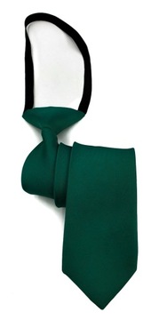 Zielony ciemny butelkowy krawat na gumce jednolity