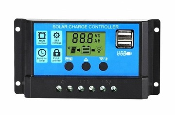 REGULATOR ŁADOWANIA SOLARNY 12V 24V PANEL LCD 30A PWM TIMERV