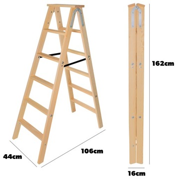 ЛЕСТНИЦА ДЕРЕВЯННАЯ ПОКРАСОЧНАЯ, 2х6 СТУПЕНЕЙ, ДВУХСТОРОННЯЯ СКЛАДНАЯ