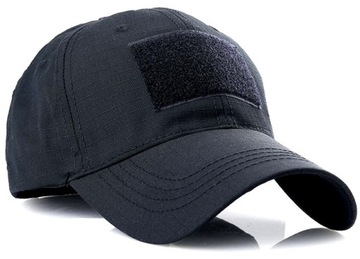 Militarna czarna czapka z daszkiem 3x panel velcro MIL-TEC regulowana