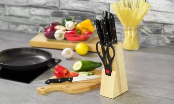 ДЕРЕВЯННАЯ ПОДСТАВКА ДЛЯ НОЖЕЙ КУХОННЫЙ ОРГАНАЙЗЕР ПОДСТАВКА НА 6 НОЖЕЙ + НОЖНИЦЫ