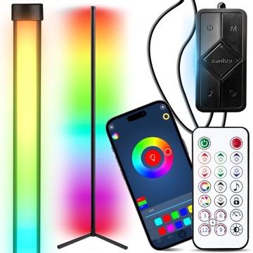 LAMPA PODŁOGOWA STOJĄCA LED RGB NAROŻNA PILOT APKA