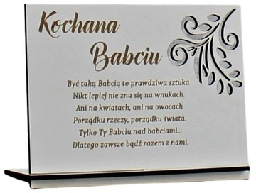 Dzień Babci Stojak Kartka Upominek Dla Babci z Grawerem Zawieszka Gratis