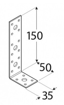 KL3 УГОЛ СТОЛЯРНЫЙ СОЕДИНИТЕЛЬНЫЙ 50x150x35 20 шт.