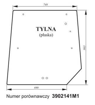 szyba tylna Massey Ferguson 6110, 6120, 6130, 6140, 6150, 6160, 6170, 6180