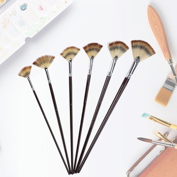 6шт Кисти для рисования с длинной ручкой, 3 цвета, нейлоновая форма 59