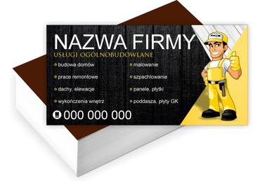 Wizytówki firmowe Foliowane 1000szt dużo wzorów USŁUGI OGÓŁNO BUDOWLANE