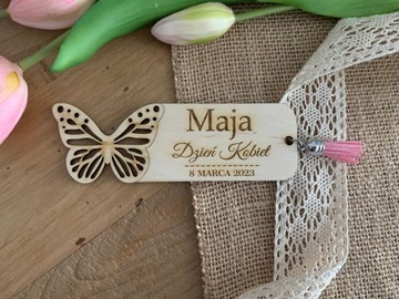 Prezent drewniana zakładka Dzień Kobiet Dziewczyn 8 marca szkoła klasa imię