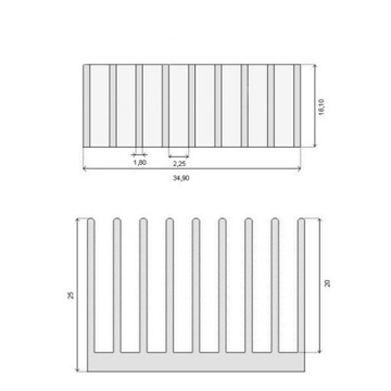 Радиатор RAD28 35х18х25мм
