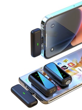 БЕСПРОВОДНОЙ СВЯЗАННЫЙ МИКРОФОН 2 МИКРОФОНА USB C APPLE ANDROID POWERBANK