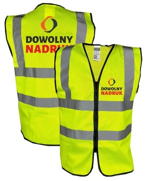 KAMIZELKA ODBLASKOWA SIATKA NADRUK PRZÓD I TYŁ 3XL