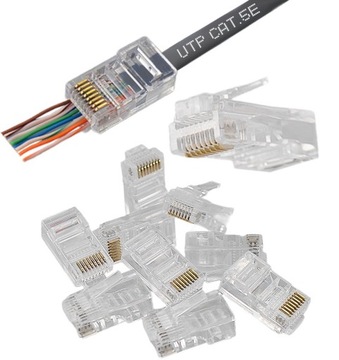 Wtyk RJ45 przelotowy kat 5e UTP pass through 10szt